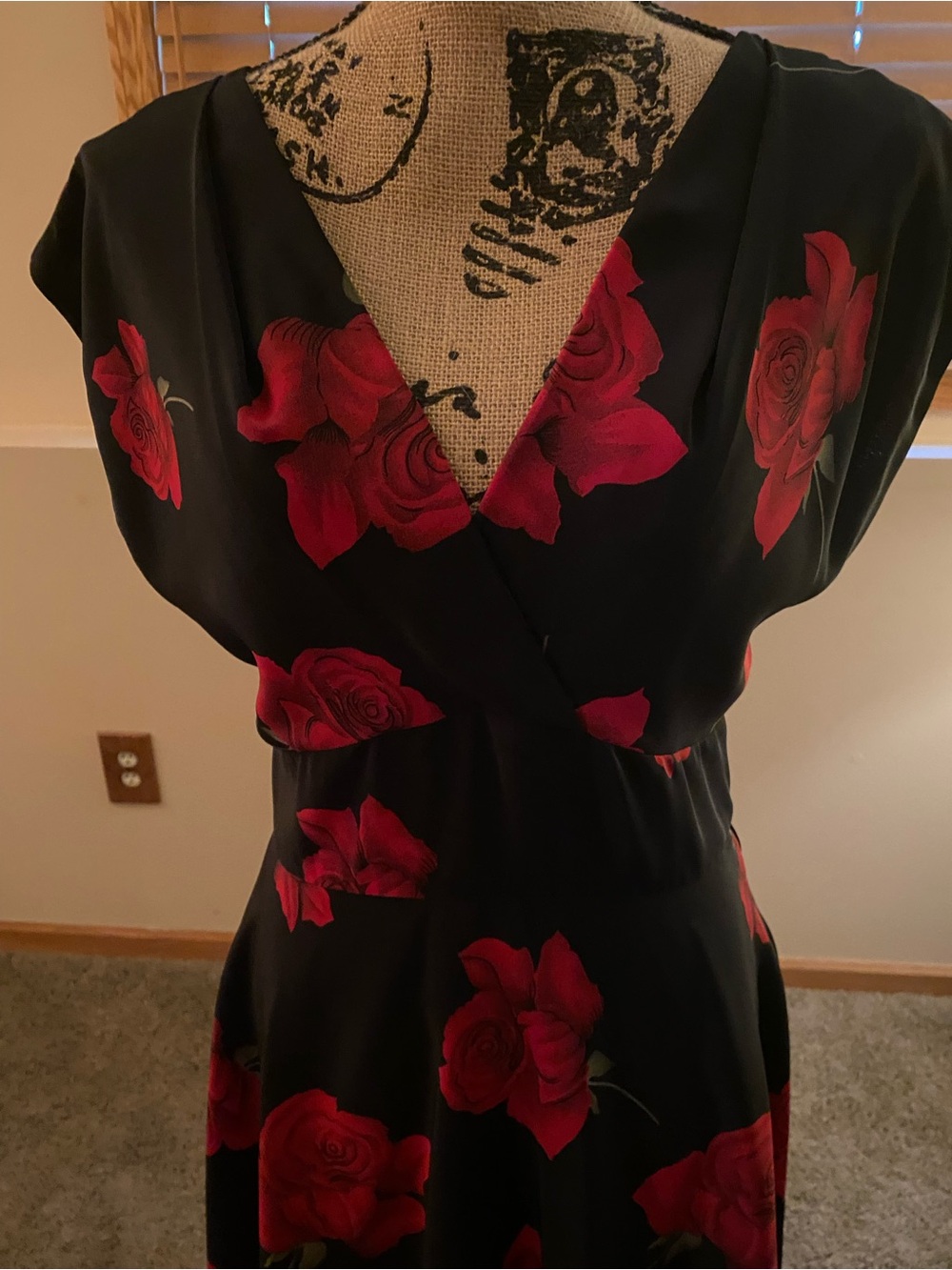 Black Floral Rose Rockabilly Dress - Women Intimates & Sleepwear
